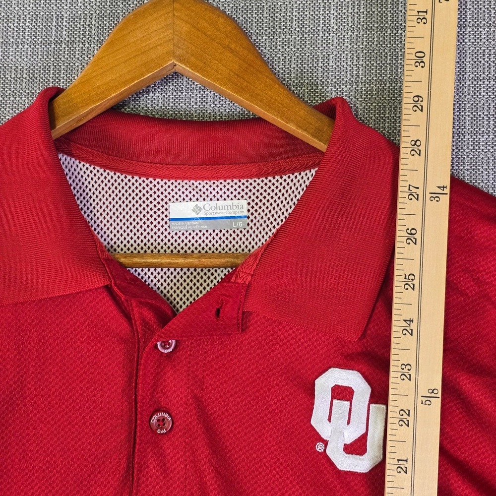 Oklahoma Sooners OU Polo Shirt Mens Large Red Columbia PFG NCAA College Football - Picture 10 of 14